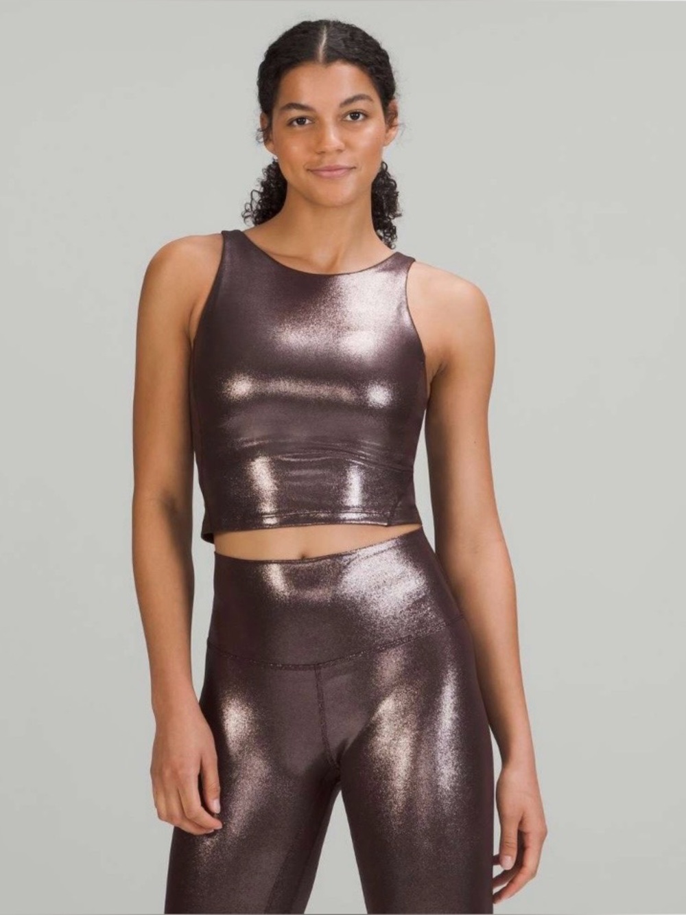 Lululemon Align High Neck Tank Top in Shine Radiante Foil French Press